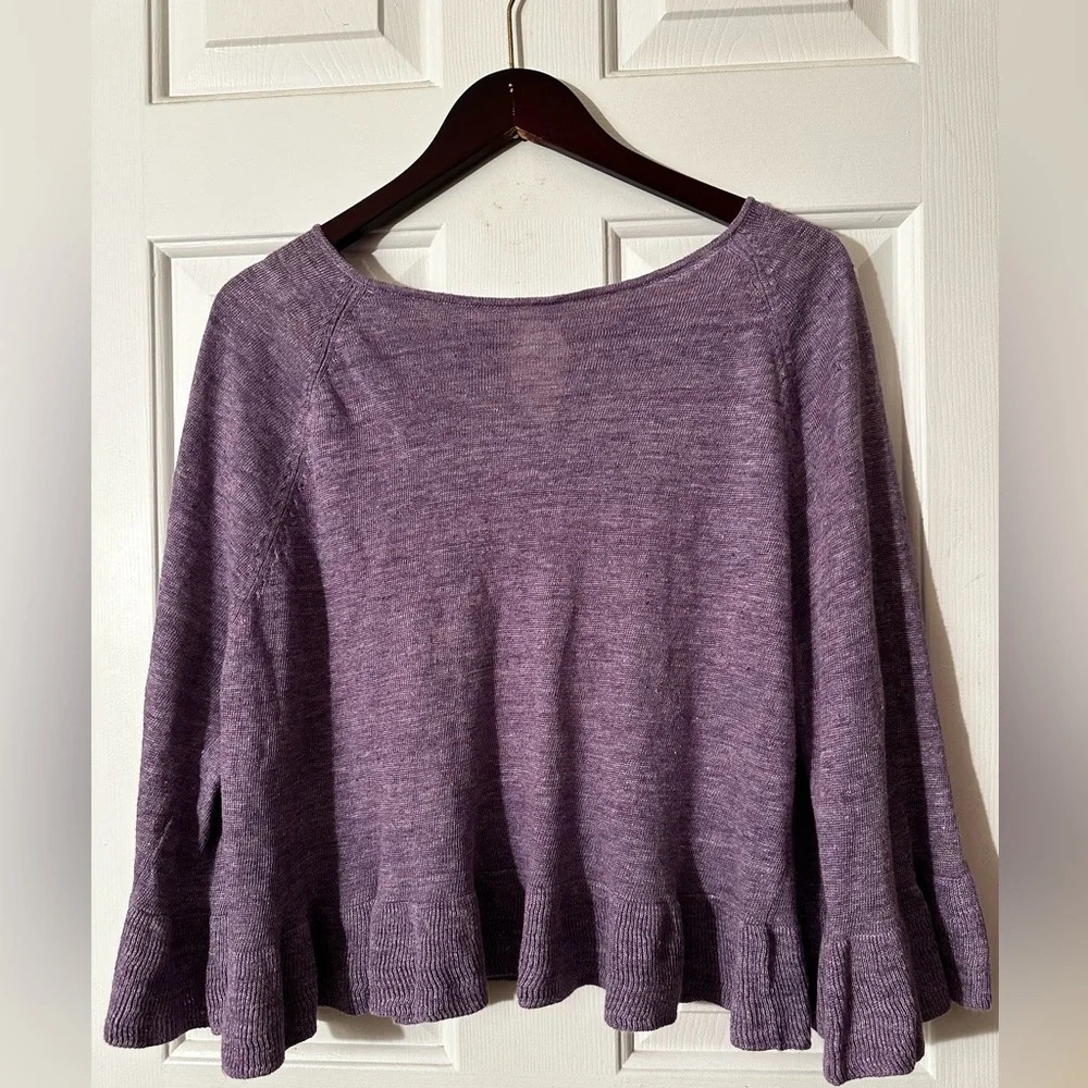 Margaret O’Leary Italian LINEN Sm Capsule Breathable Lavender Flounce Ruffle Top